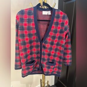 First Issue Red and Blue Plaid Cardigan